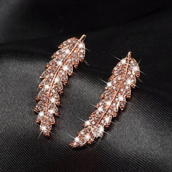 Huitan Luxury Leaf Shape Women Earrings