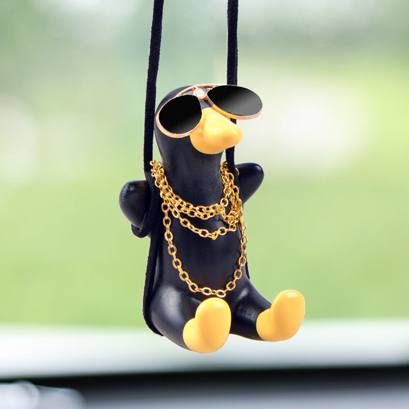 Cute Duck Car Pendant Swinging Autumn Car Rearview Mirror