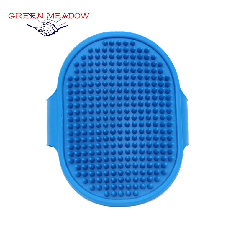 Silicone Pet Grooming Brush for Bathing Massage Brush Rubber Shampoo Comb with Adjustable Ring