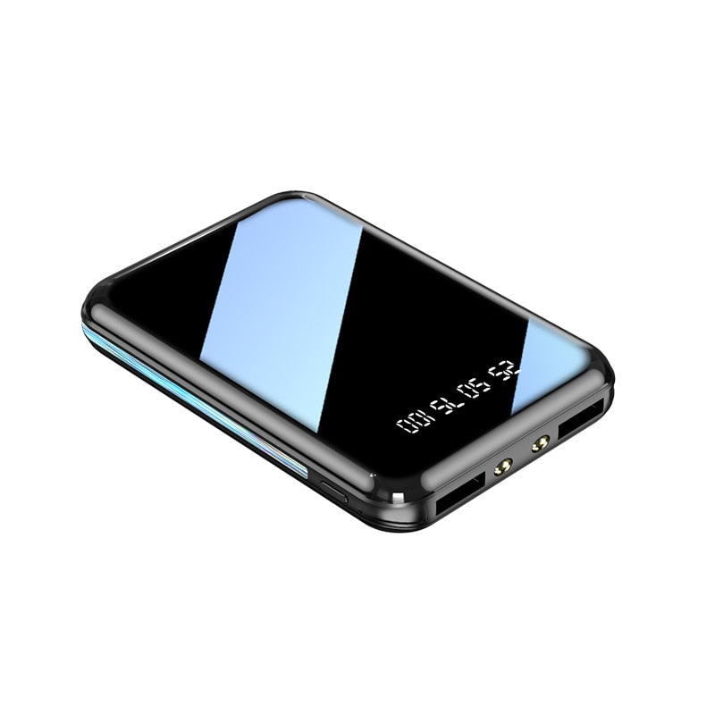 Mini Power Bank Portable Charger Mirror Screen LED Digital Display Powerbank External Battery