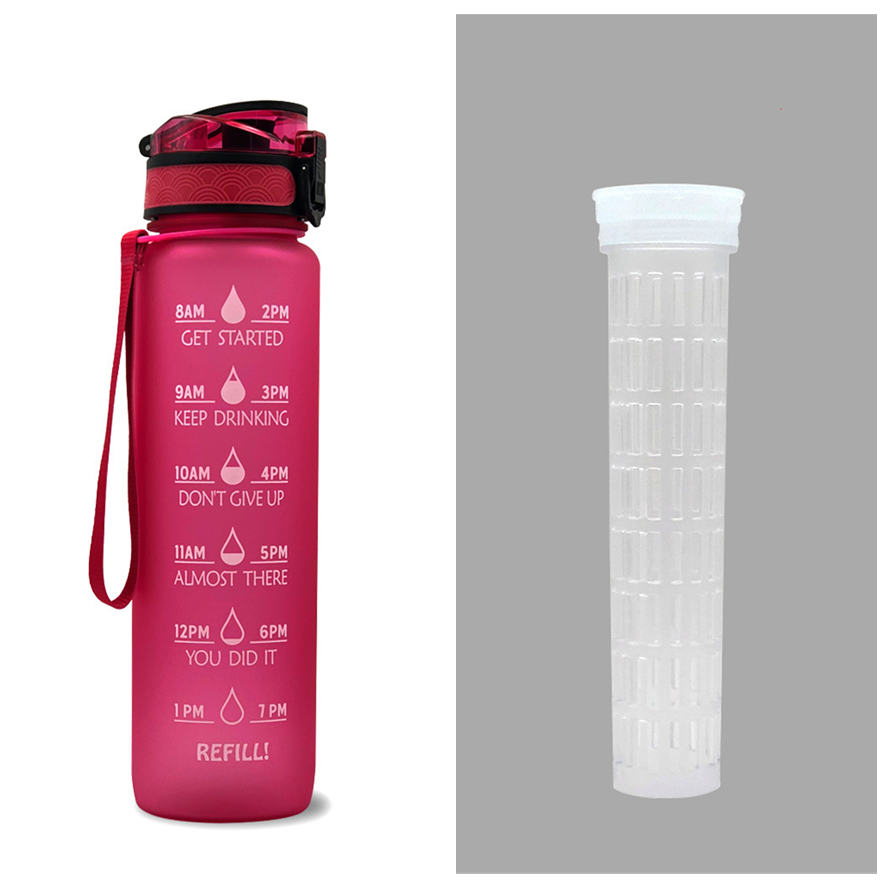 Tritan Water Bottle With Time Marker Bounce Cover Motivational Water Bottle