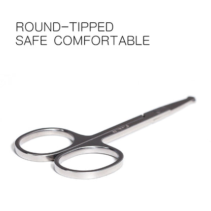 Silver Round Nose Nose Hair Trimmer 9cm Extra Facial Hair Beard Beard Eyebrows Stainless Steel Beauty Scissors