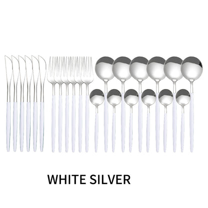 Stainless Steel Tableware 24 Sets Of Forks And Spoons Western Food Portuguese Knife, Fork And Spoon Set Golden Spoon And Fork