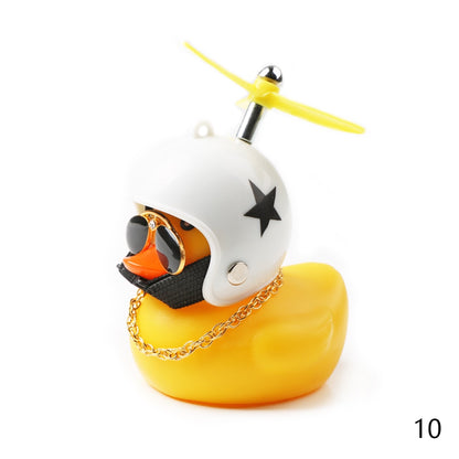 Car Duck with Helmet Broken Wind Small Yellow Duck Road Bike Motor