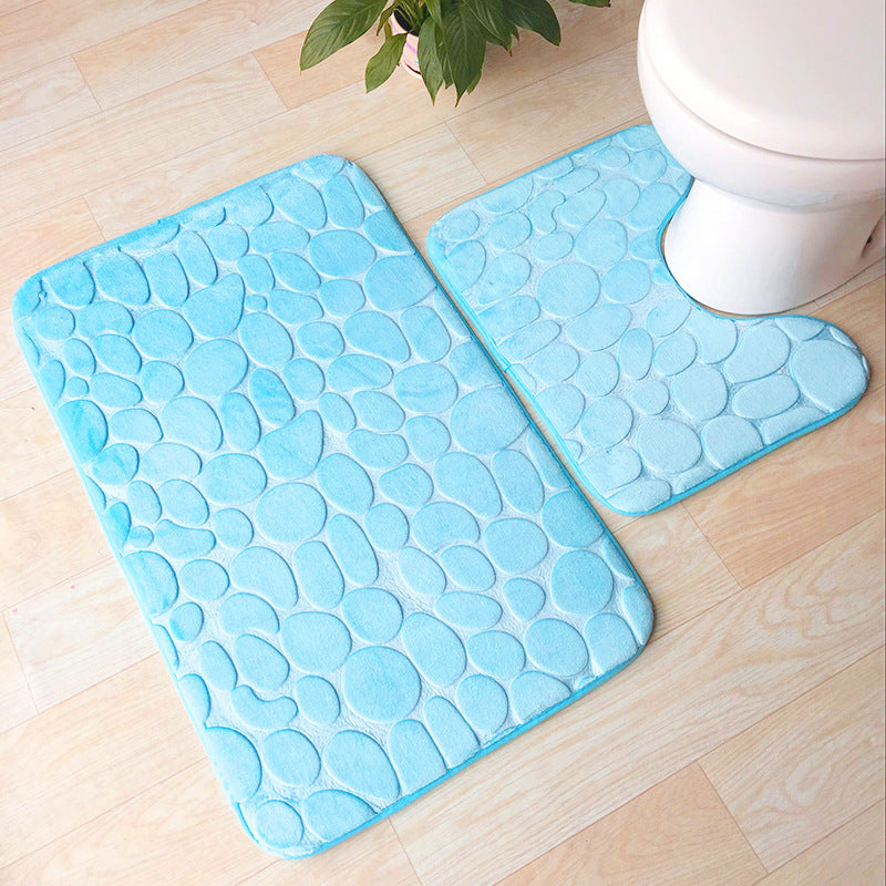 Embossed Stone Two-Piece Bathroom Toilet Floor Mat