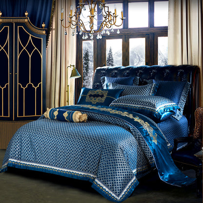 Four-piece embroidered jacquard bed sheet