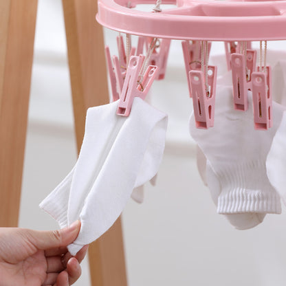 Windproof Plastic Clothes Drying Rack Household Round Clothespin Balcony Underwear Socks Drying Clip Baby Clothes Hanger Drying Rack