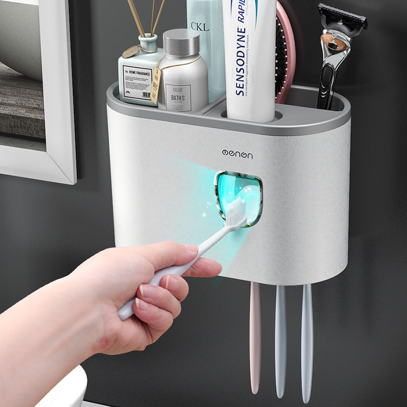 Creative Single Cup Lazy Man Automatic Toothpaste Squeezer Adhesive Toothbrush Holder