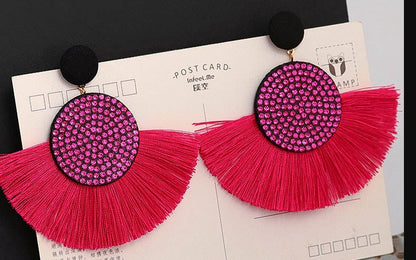 Exaggerated Round Diamond Tassel Earrings