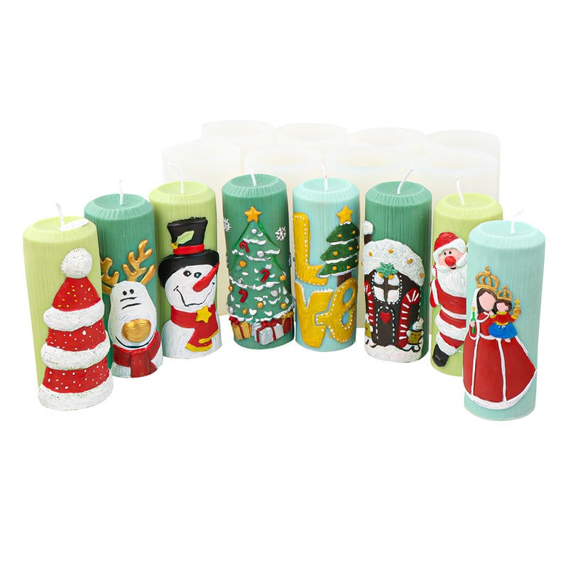 8 Nordic style Christmas Santa Claus pillar candle