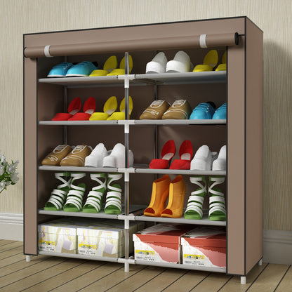 Simple Multi-Storey Home Dormitory Double-Row Cabinets Increase Capacity Economical Dust-Proof Storage Assembly Shoe Rack