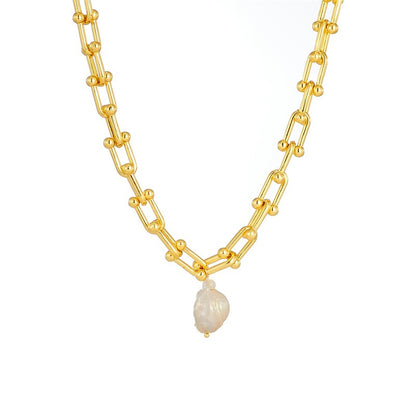 European and American Jewelry Baroque Pearl Necklace Gold