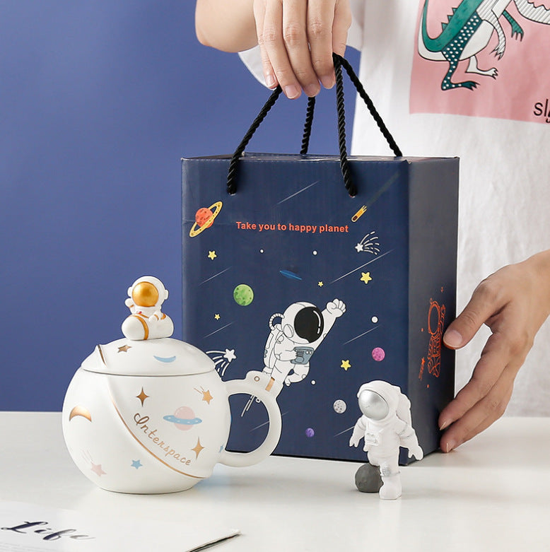 Creative Cartoon Astronaut Mug Couple Office Milk Coffee Cup Cute Ins Style Planet Mug