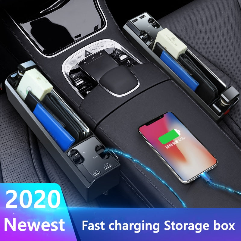 Fast Charging Car Seat Crevice Storage Box Seat