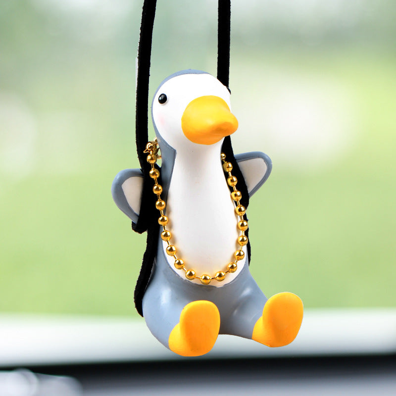 Cute Duck Car Pendant Swinging Autumn Car Rearview Mirror