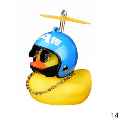 Car Duck with Helmet Broken Wind Small Yellow Duck Road Bike Motor