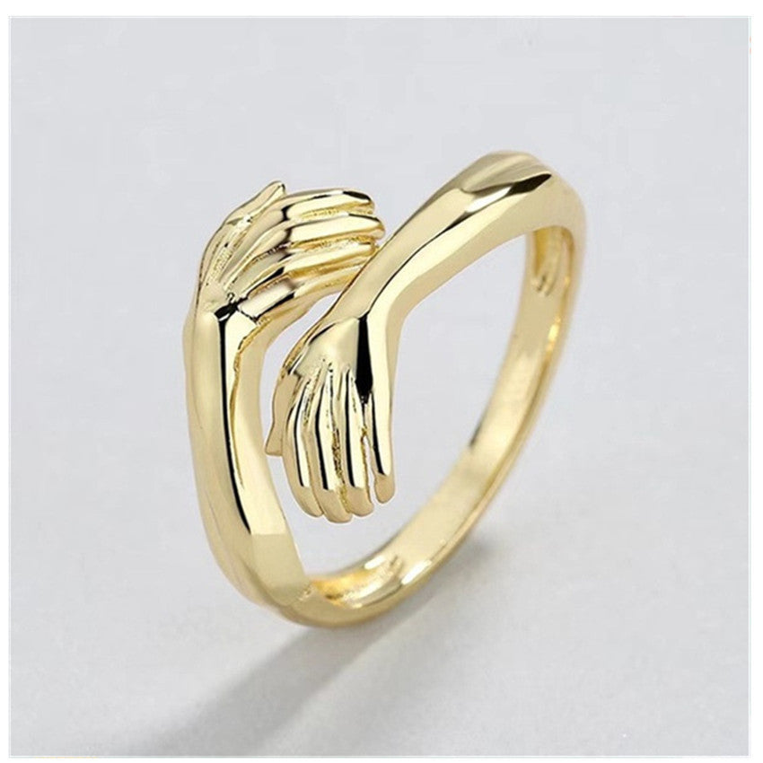 Two Hands Embrace Joint Ring Love's Two Hands Embrace Ring Jewelry Opening Women's Style