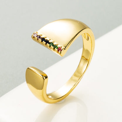 Rainbow Zircon Letter Rings for Women Gold Color Stainless Steel Initial Ring Adjustable Wedding Couple Rings Boho Jewelry Bague