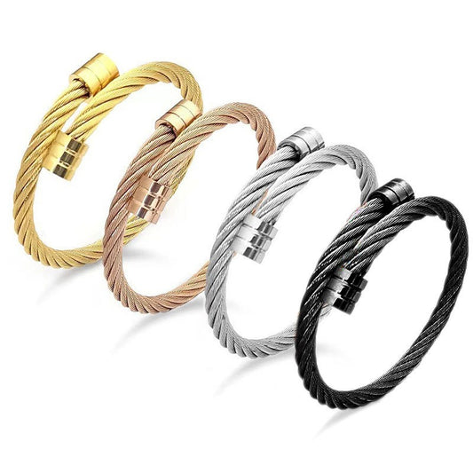 Titanium Steel Wire Bracelet Male Hip-Hop Punk Opening Elastic Jewelry Fashion