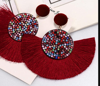 Exaggerated Round Diamond Tassel Earrings