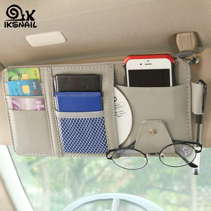 IKSNAIL Car Sun Visor Bill Pen Business Card Holder CD DVD Organizer Storage Box