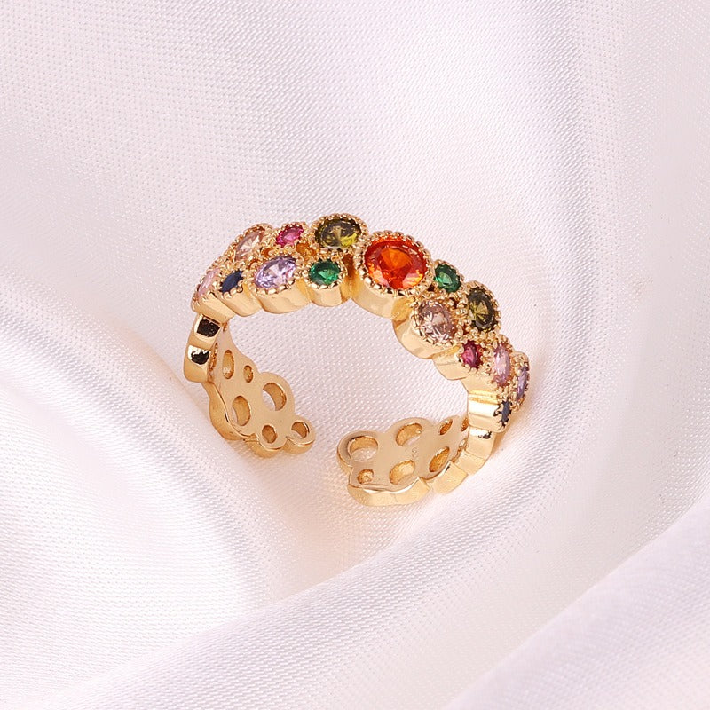 Coloful Rectangular Zircon Prayer Hand Rings