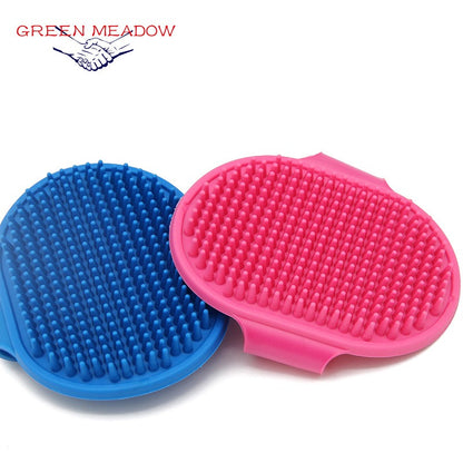 Silicone Pet Grooming Brush for Bathing Massage Brush Rubber Shampoo Comb with Adjustable Ring