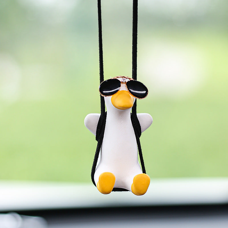 Cute Duck Car Pendant Swinging Autumn Car Rearview Mirror