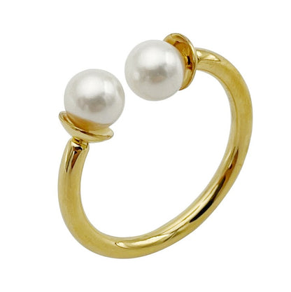 Stainless steel women's niche cold and personalized fashion retro pearl ring