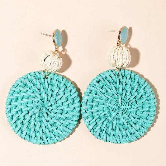 Vine Weaving Earrings for Women Spring Summer Grass Weaving Earrings with Temperament Earrings