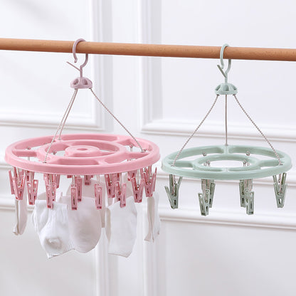 Windproof Plastic Clothes Drying Rack Household Round Clothespin Balcony Underwear Socks Drying Clip Baby Clothes Hanger Drying Rack