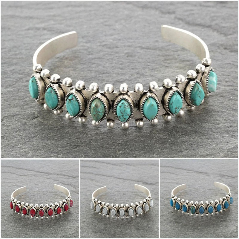 Bohemian Natural Turquoise Open Bracelet Antique Pattern Bracelet Bracelet Children