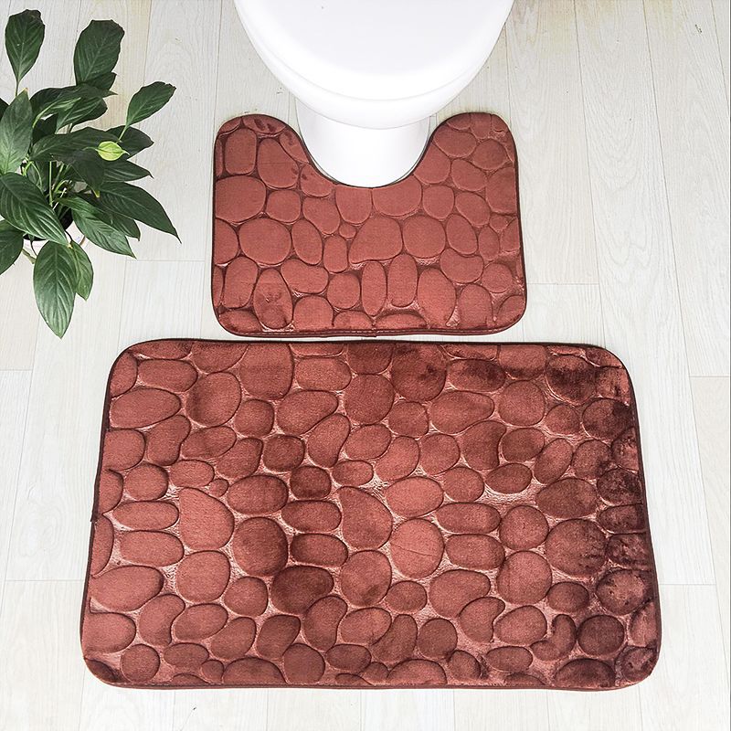 Embossed Stone Two-Piece Bathroom Toilet Floor Mat