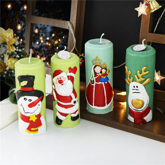 8 Nordic style Christmas Santa Claus pillar candle