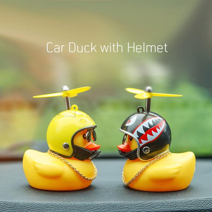 Car Duck with Helmet Broken Wind Small Yellow Duck Road Bike Motor