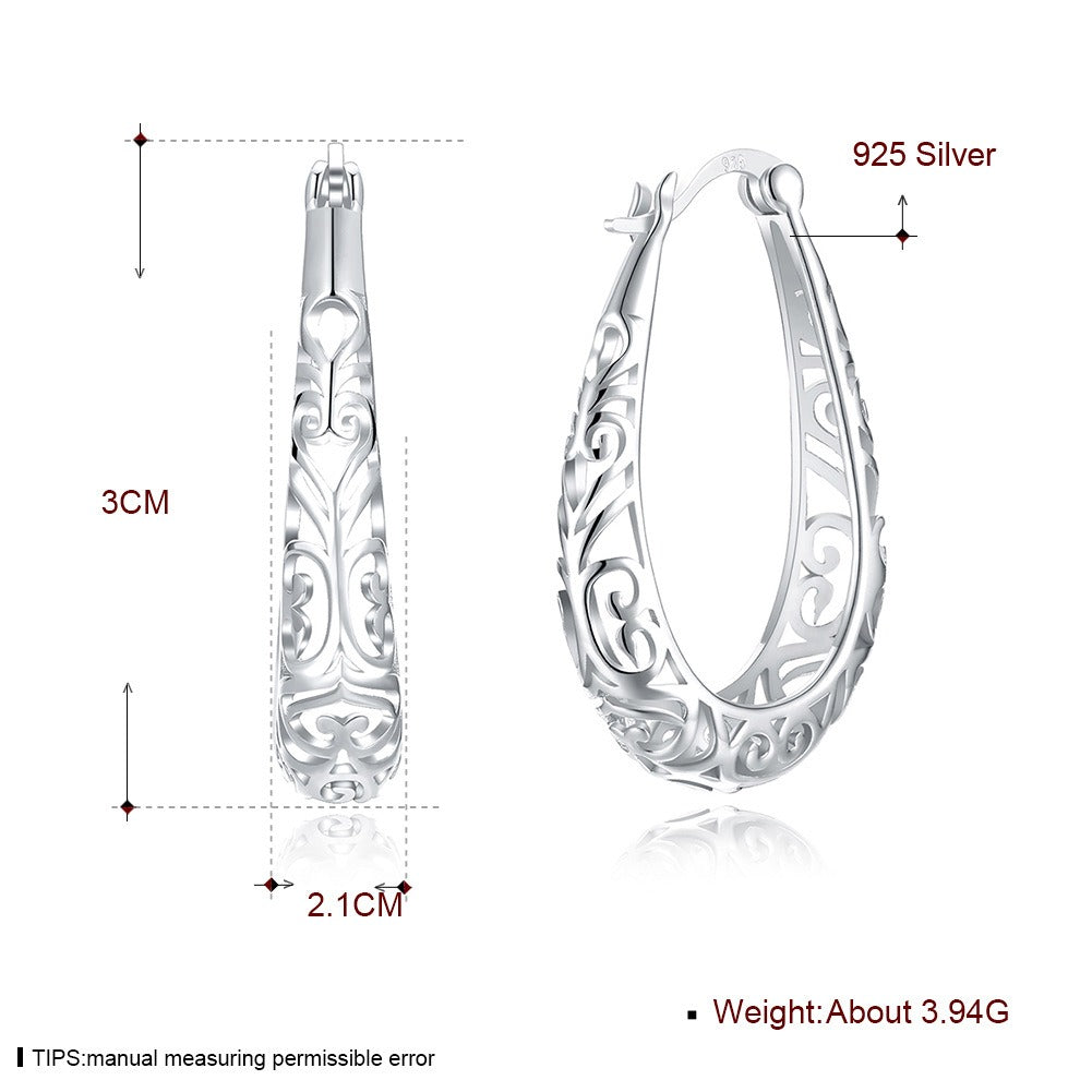 S925 Earring Antique Hollow out Sterling Silver Earring Jewelry