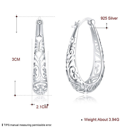 S925 Earring Antique Hollow out Sterling Silver Earring Jewelry