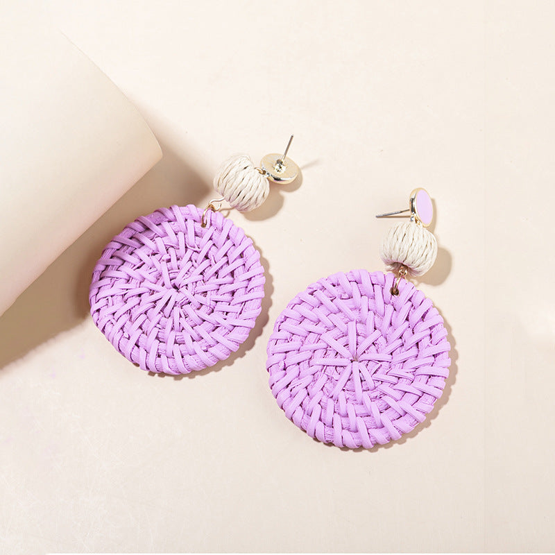 Vine Weaving Earrings for Women Spring Summer Grass Weaving Earrings with Temperament Earrings