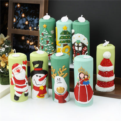 8 Nordic style Christmas Santa Claus pillar candle