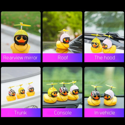 Car Duck with Helmet Broken Wind Small Yellow Duck Road Bike Motor