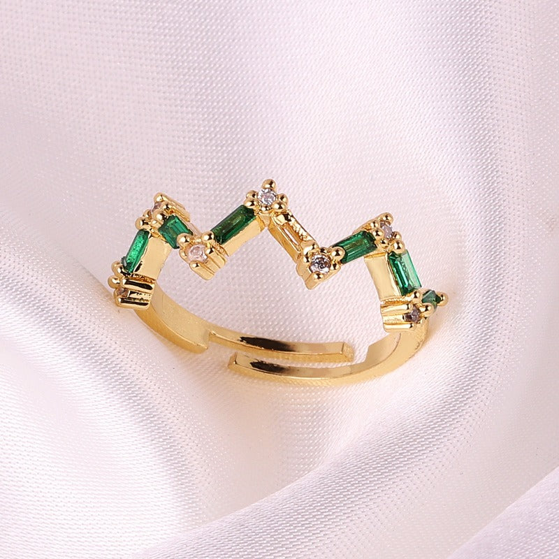 Coloful Rectangular Zircon Prayer Hand Rings