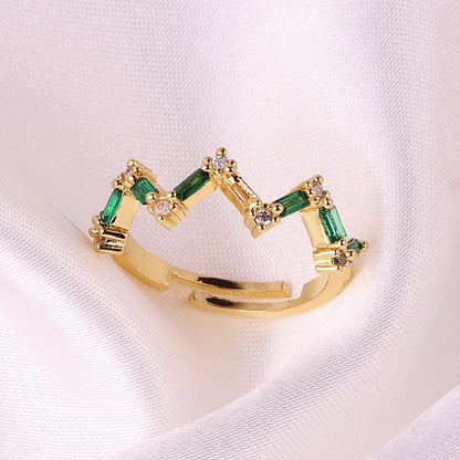 Coloful Rectangular Zircon Prayer Hand Rings