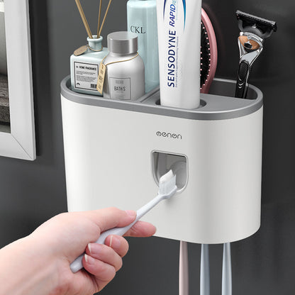 Creative Single Cup Lazy Man Automatic Toothpaste Squeezer Adhesive Toothbrush Holder