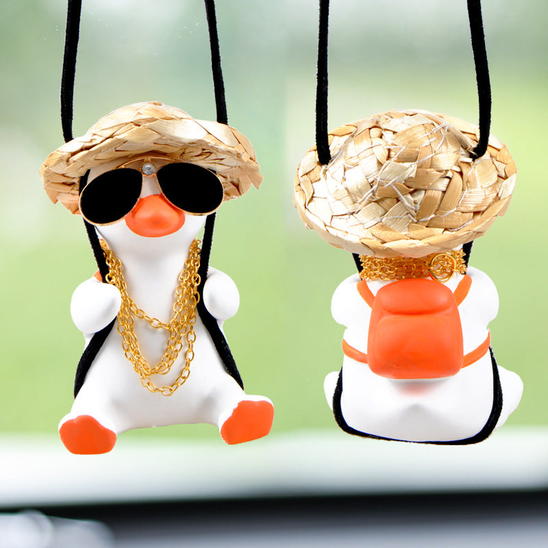 Cute Duck Car Pendant Swinging Autumn Car Rearview Mirror