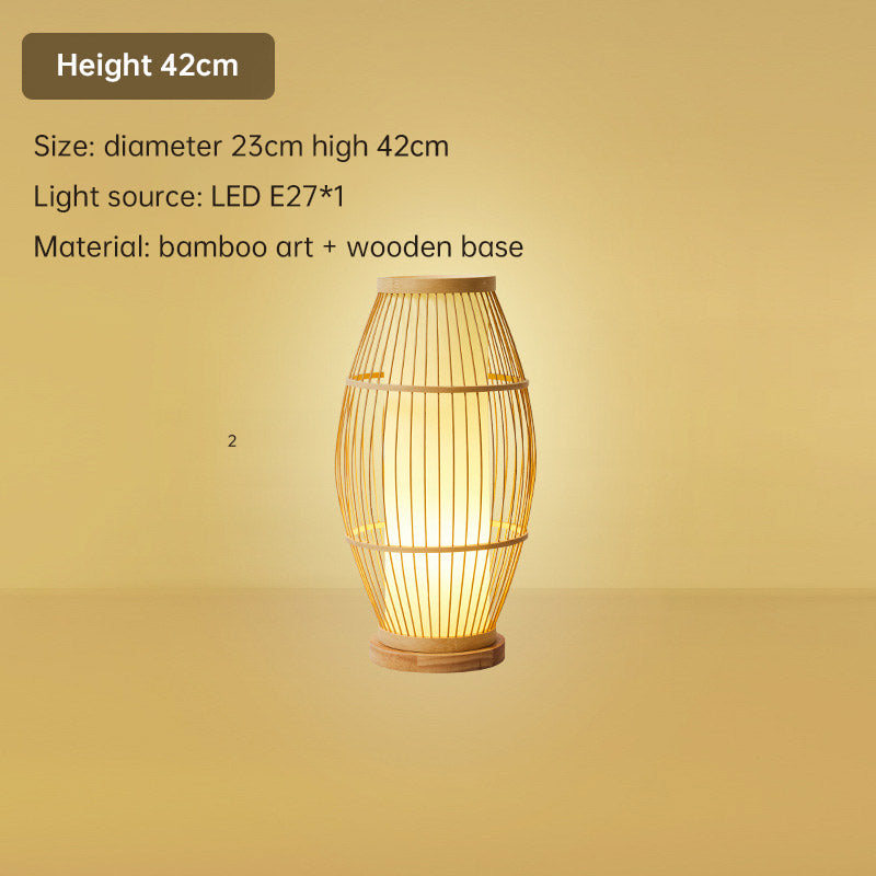 Japanese Zen Style Bamboo Woven Desk Lamp