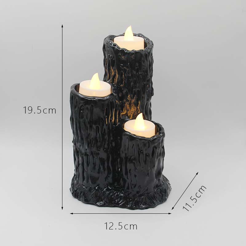 Halloween Candlestick Melting Candle Cluster Melting Black Lava Candle Holder