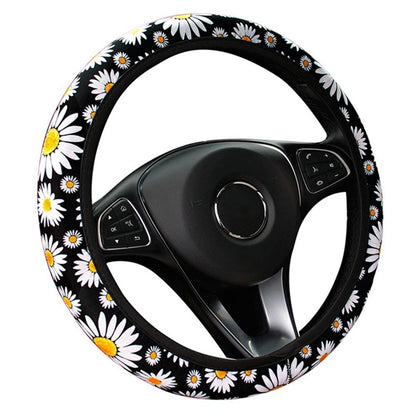 Cute Daisy Flower Car Interior Decoration Knitted Steering Wheel Cover