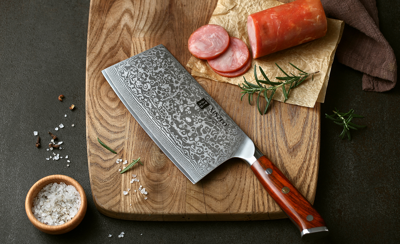 XINZUO 1/4PC Kitchen Knife Sets vg10 Core Damascus Steel Chef Santoku Utility Cleaver Knives Stainless Steel Slicing Meat Cutlery