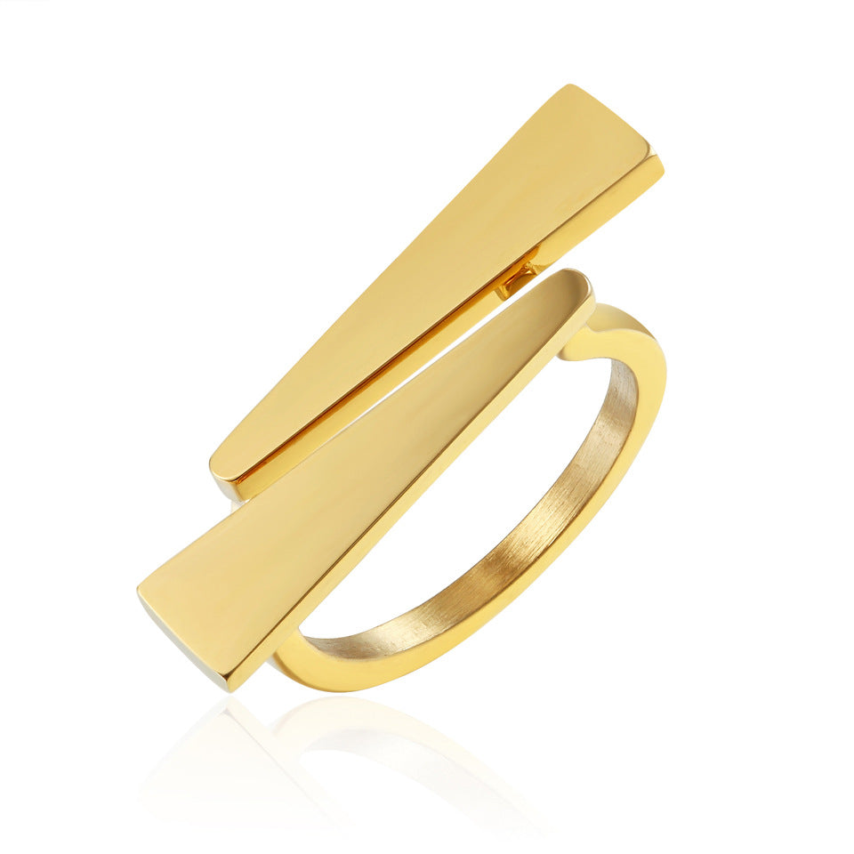 Damond V Shape Ring Gold-Color