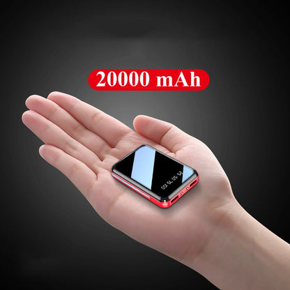 Mini Power Bank Portable Charger Mirror Screen LED Digital Display Powerbank External Battery